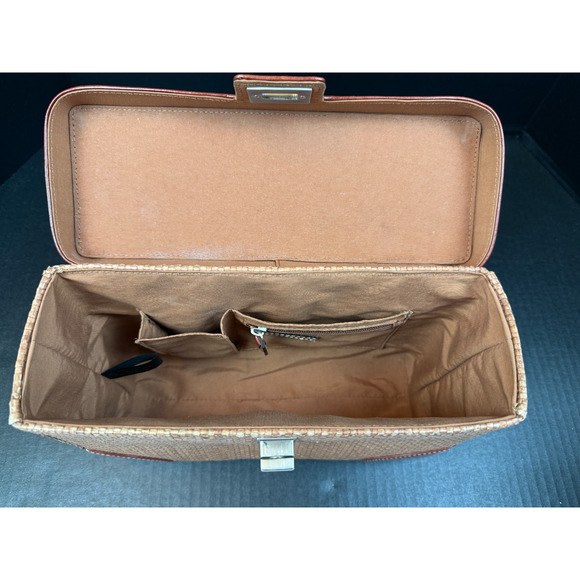 Kenneth Cole Leather and Straw Basket Top Handle Handbag Purse - Picture 10 of 16